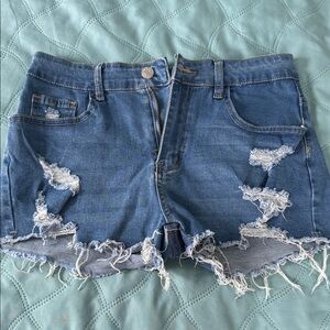 SHEIN Blue Distressed Jean Shorts